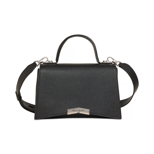 KARL LAGERFELD PARIS Tropez Small Leather Satchel in Black