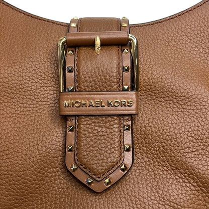 Michael Kors “Lillian” Small Brown Pebbled Leather Shoulder Bag, Gold Hardware