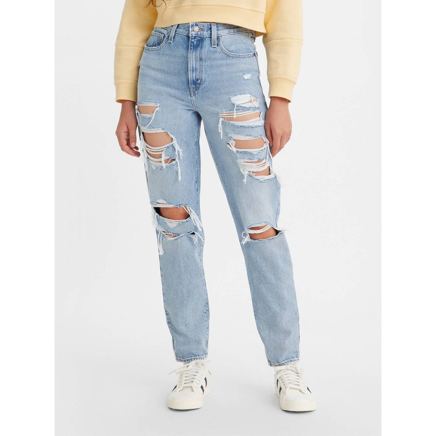 Levi's Women's Light Wash High Waisted Mom Jeans "By A Thread"