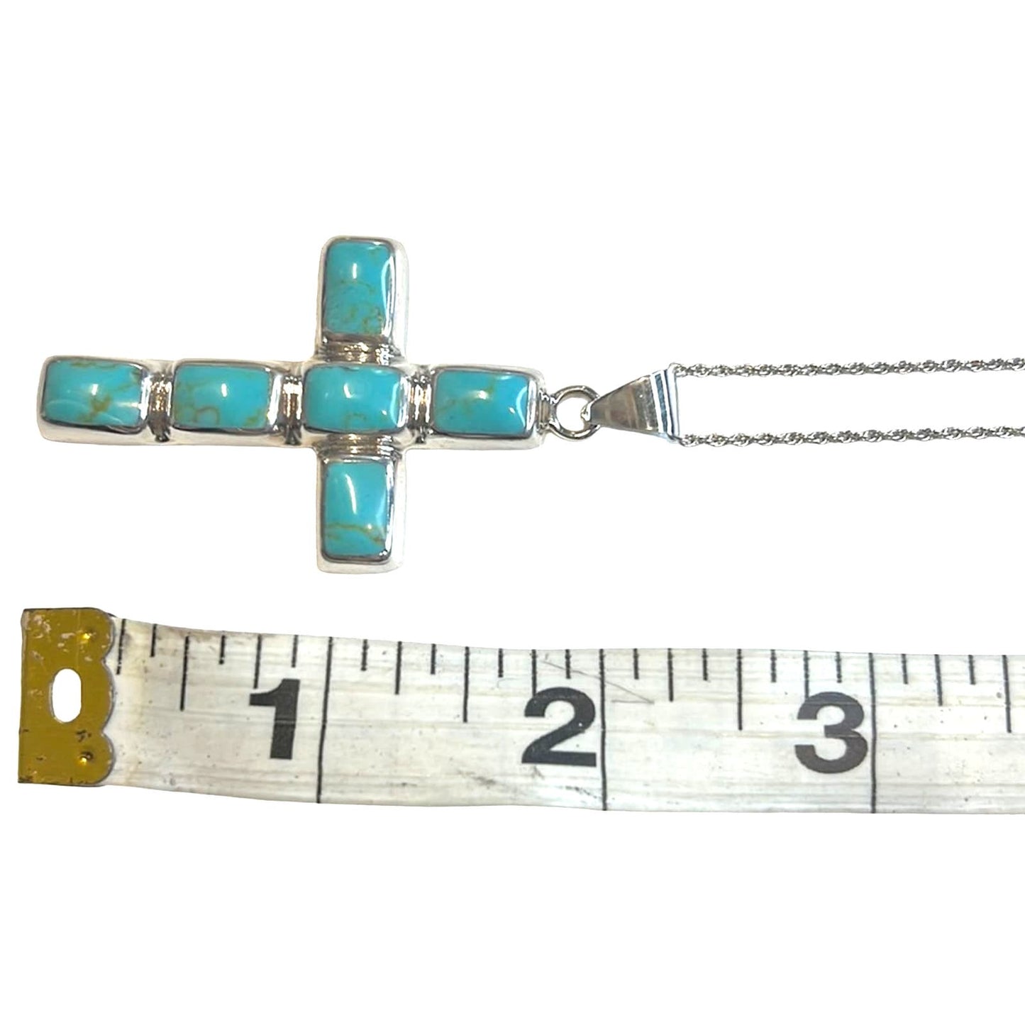 R. H. Macy Silver & Turquoise Cross Necklace, NWT!