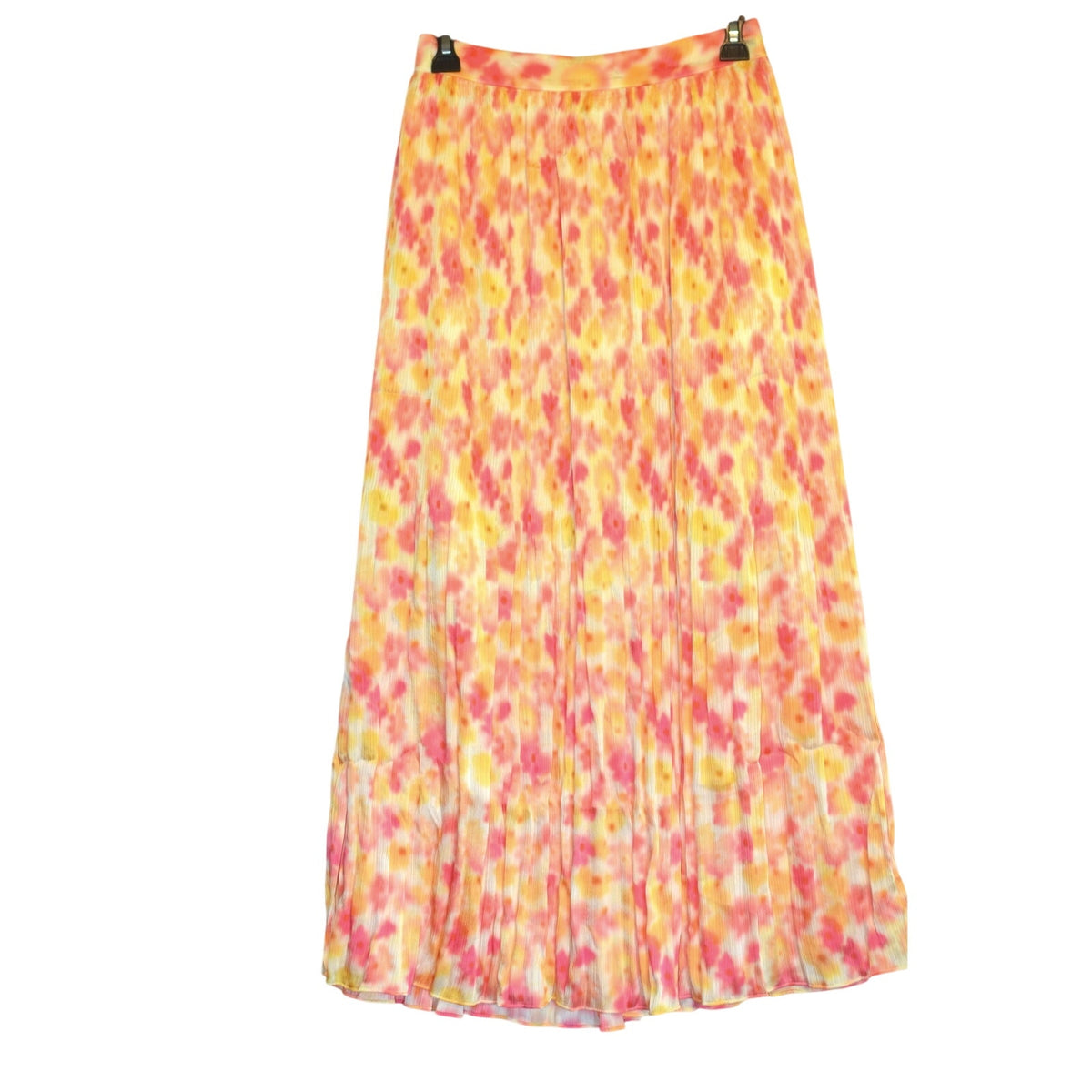 HUGO BOSS Women's Printed Pleated Maxi Skirt in Yellow Pink Floral