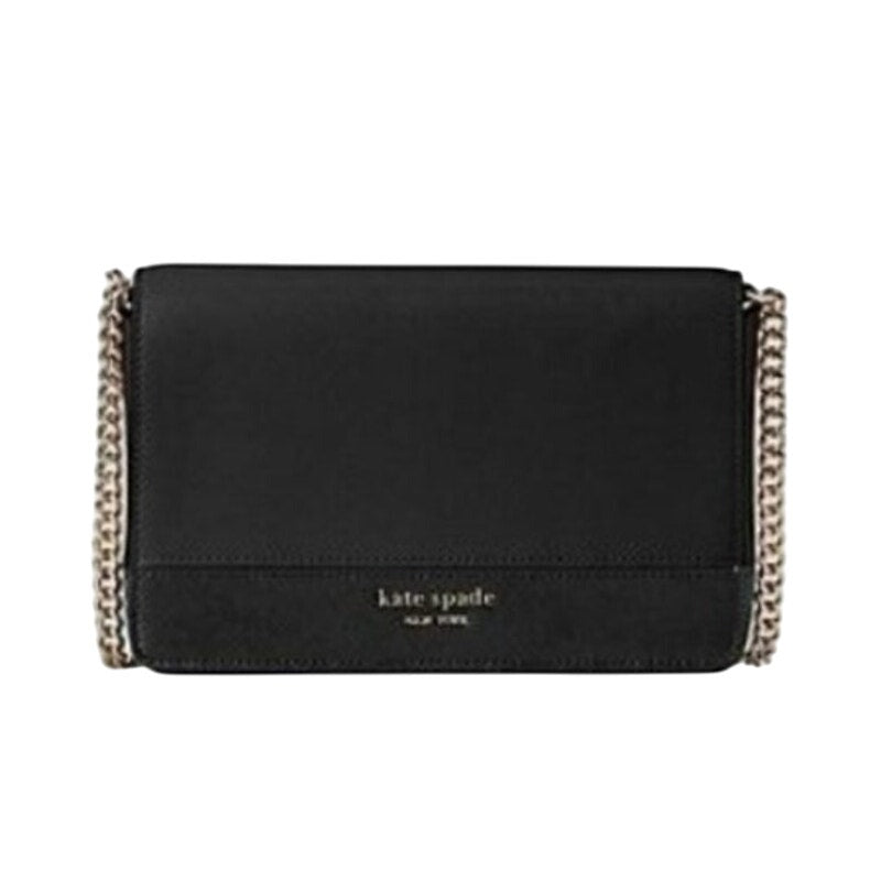 Kate Spade Black Leather “Spencer” Crossbody Wallet w/ Chain Strap