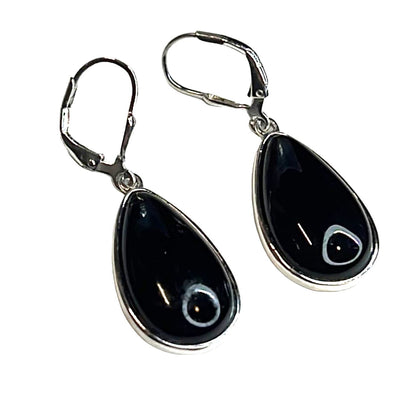 R. H. Macy Sterling Silver & Black Agate Teardrop Earrings