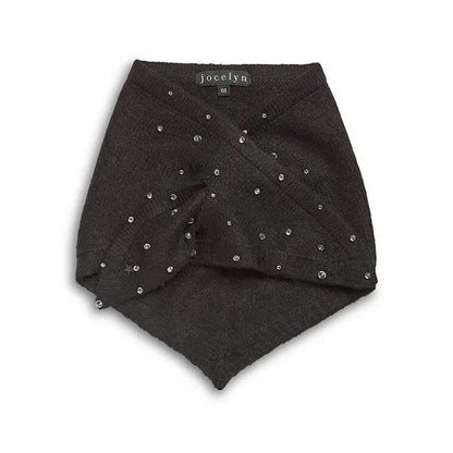 Jocelyn Knit Triangle Pull Through Scarf in Studded Black