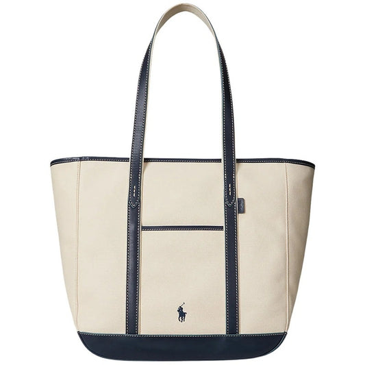 Ralph Lauren Women's Leather-Trim Canvas Medium Shopper Tote Bag
