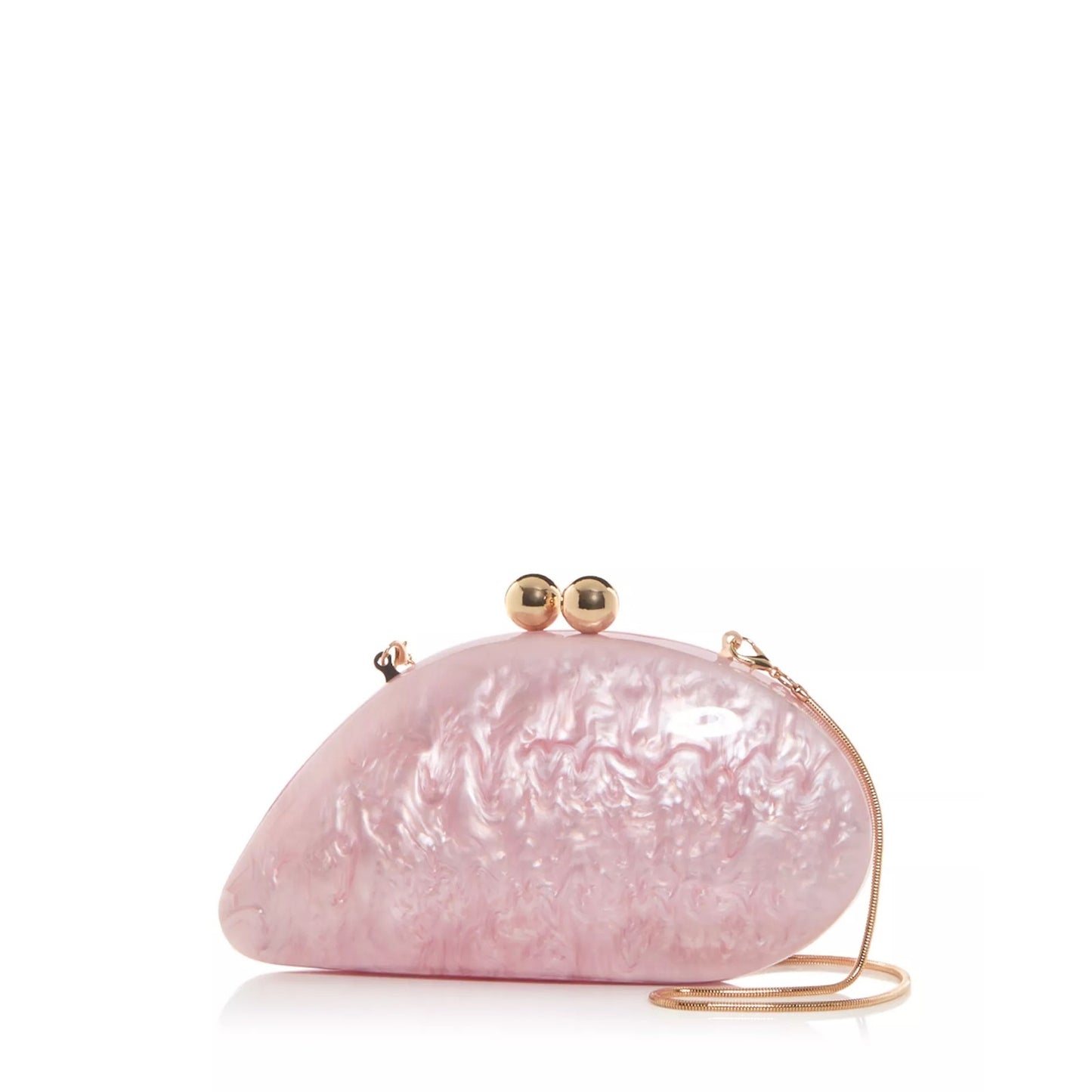 AQUA Nala Acrylic Clutch With Shoulder Chain Strap In Pearlized Pink
