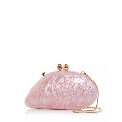 AQUA Nala Acrylic Clutch With Shoulder Chain Strap In Pearlized Pink