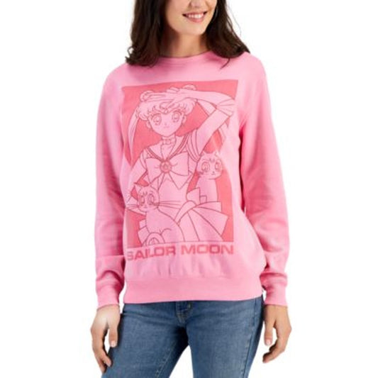 Sailor Moon Juniors Graphic Sailor Moon Crewneck Sweatshirt in Pink