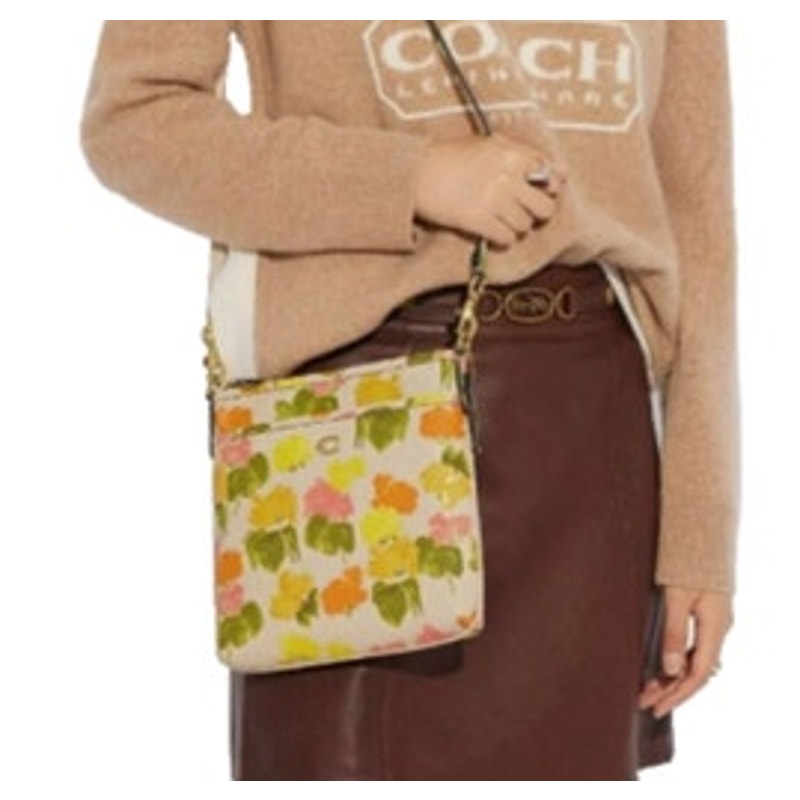 Coach Kitt Crossbody Floral Print Multi Pebble Leather CC556