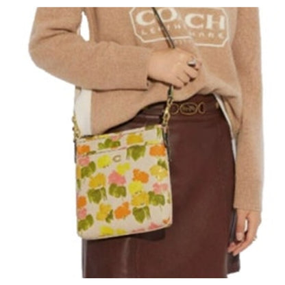 Coach Kitt Crossbody Floral Print Multi Pebble Leather CC556