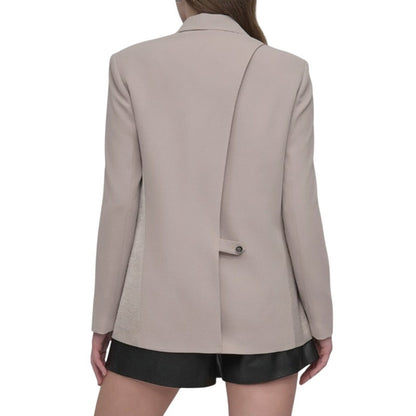 DKNY Women's Long-Sleeve Open-Back Blazer Jacket in Pebble Tan Gray