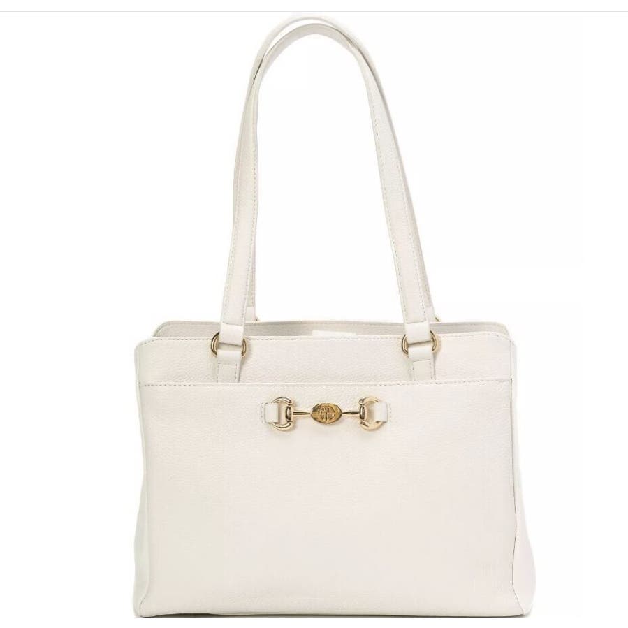 Giani Bernini Horsebit Detail Satchel In White Leather