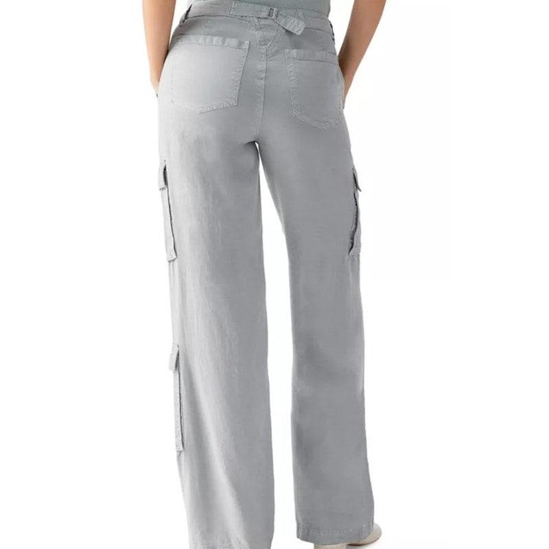 Sanctuary Women's "Doheny" High-Rise Wide-Leg Cargo Pants in Eucalyptus Blue