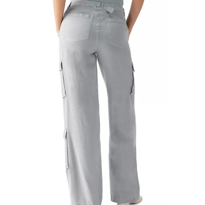 Sanctuary Women's "Doheny" High-Rise Wide-Leg Cargo Pants in Eucalyptus Blue