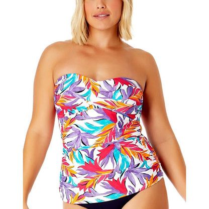 Anne Cole  Women's Anne Cole Twist Bandeau Swim Tankini In Multi Palm Print