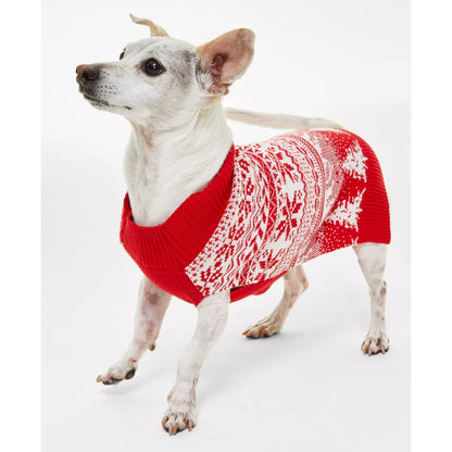 Holiday Lane Fair Isle Knit Pet Sweater In Red & White