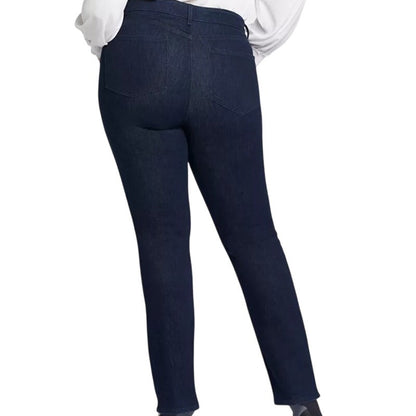 NYDJ Women's Plus Size "Marilyn" Straight Leg Jeans in Dark Rinse