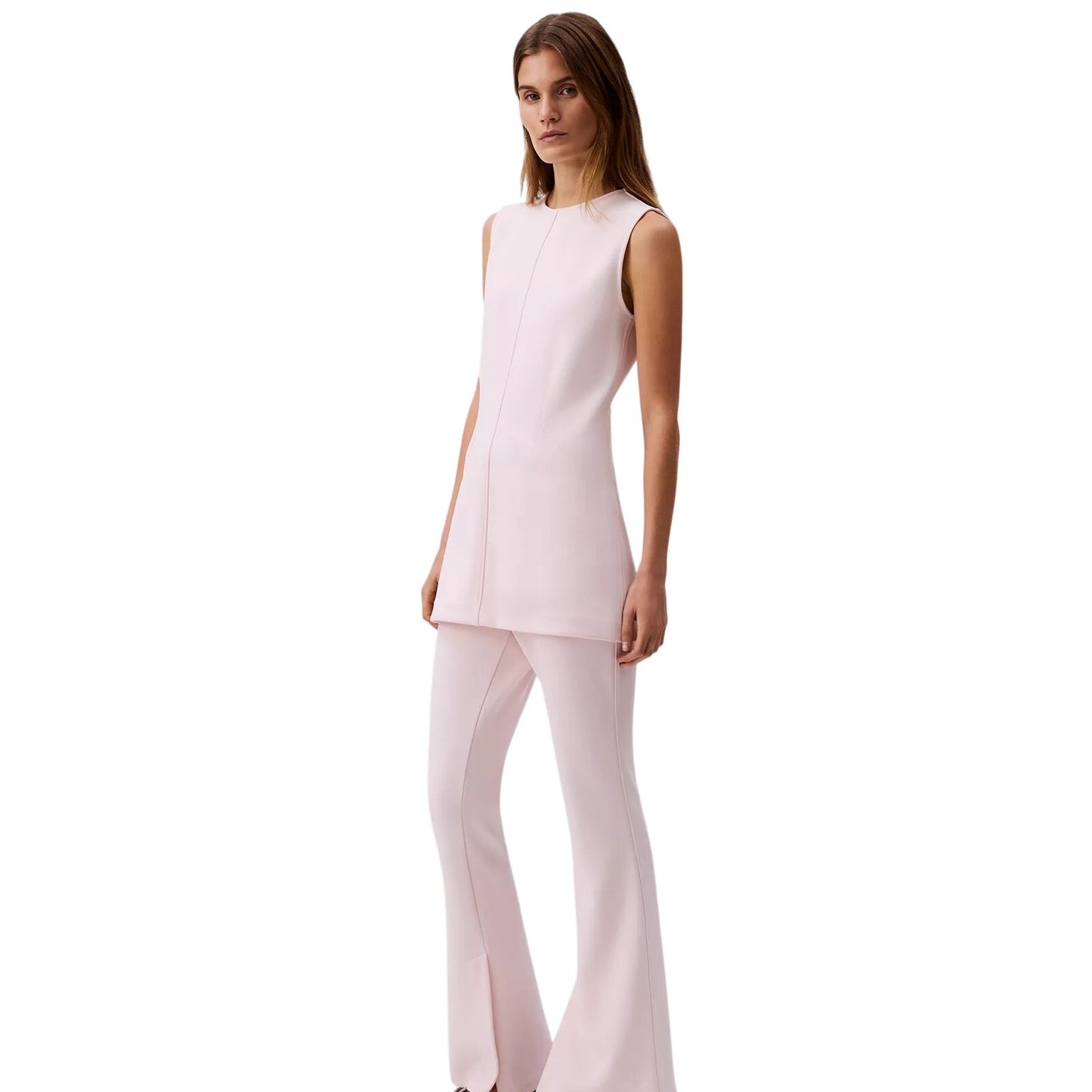 Calvin Klein Women's Tailored Knit Pull-On Flare Leg Pants in Pearl Pink