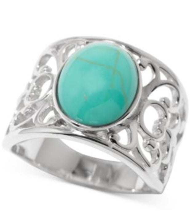 R. H. Macy Sterling Silver & Turquoise Filigree Ring