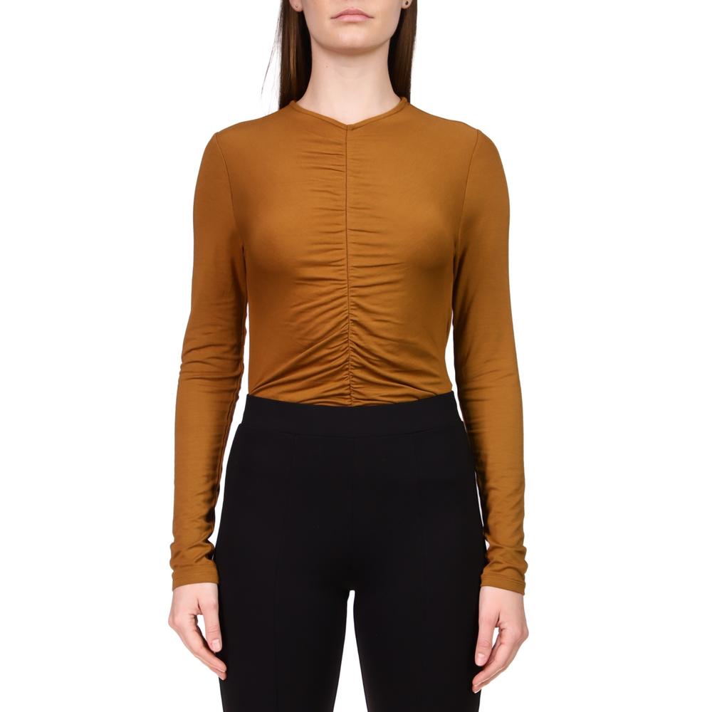 Sanctuary Women's Long Sleeve Ruched Top In Spice, Size XL