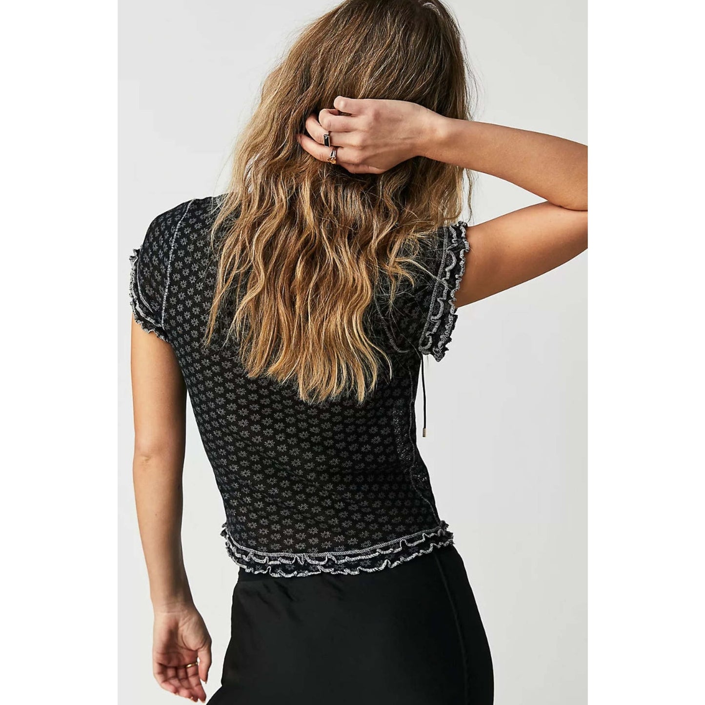 Free People Ladies Garner Tee In Black Combo