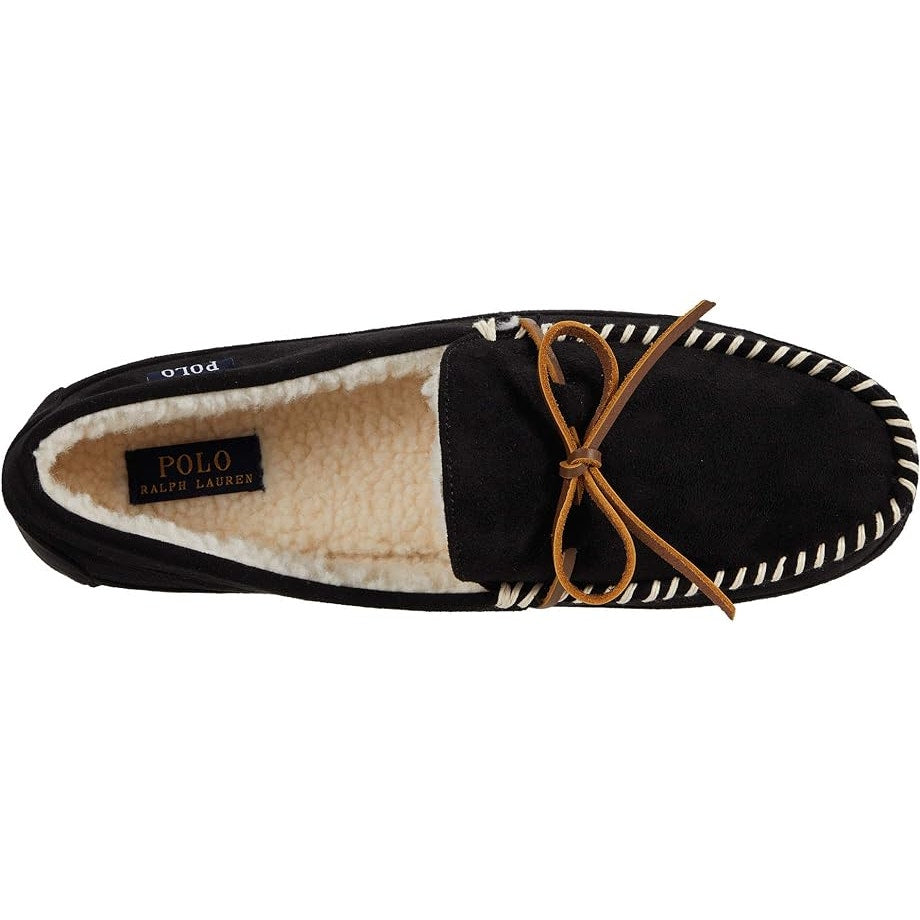 Polo Ralph Lauren Men's Markel V Microsuede Moccasin Slippers in Black, Size 12