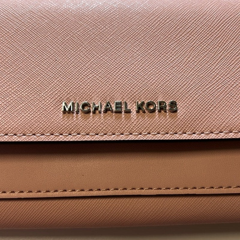 Michael Kors Jet Set Medium Saffiano Leather Convertible Wallet Chain Bag, Pink