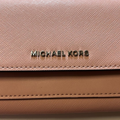 Michael Kors Jet Set Medium Saffiano Leather Convertible Wallet Chain Bag, Pink