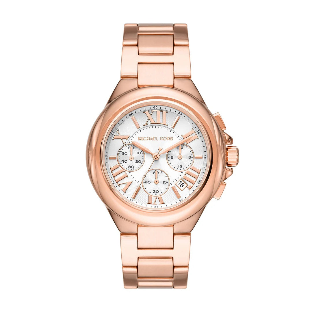 Michael Kors Women's Camille Chronograph Rose Gold-Tone Stainless Steel Bracelet Watch 43mm
