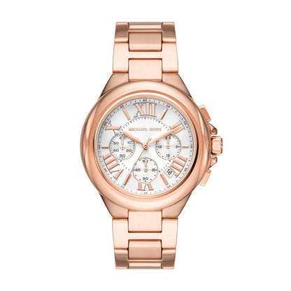Michael Kors Women's Camille Chronograph Rose Gold-Tone Stainless Steel Bracelet Watch 43mm