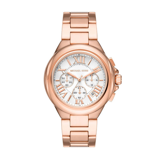 Michael Kors Women's Camille Chronograph Rose Gold-Tone Stainless Steel Bracelet Watch 43mm