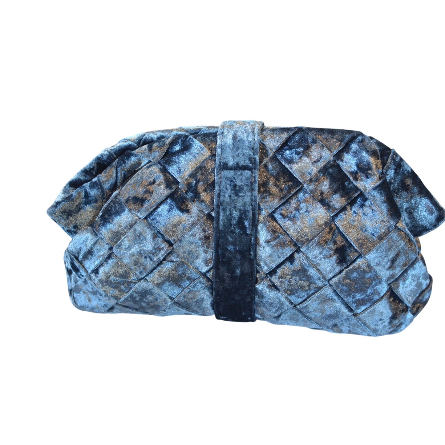 Sam Edelman "Brit" Frame Velvet Clutch in Jewel Blue