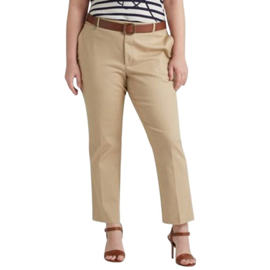 Ralph Lauren Women's Plus Size Skinny Pants in Birch Tan
