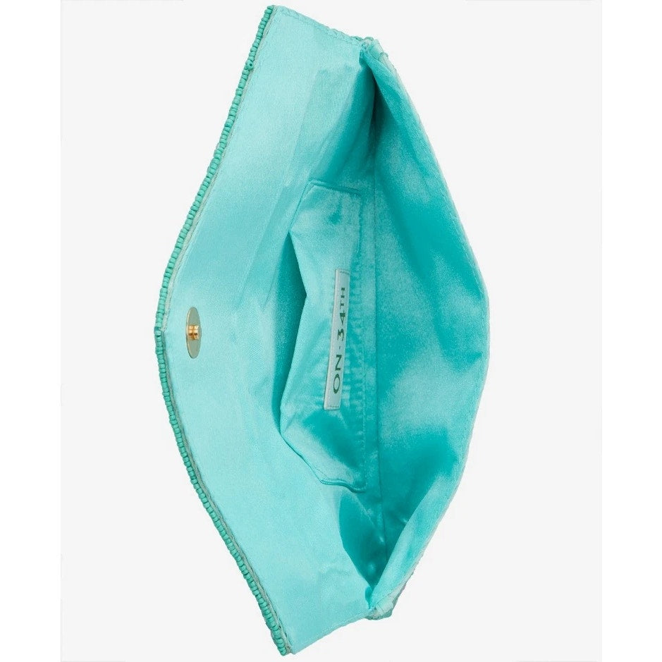 On 34th Hand Beaded Envelope Clutch in Poolside Blue
