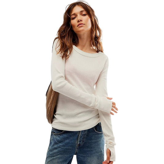 Free People Care Cotton Honey Bee Crew Neck in Ivory