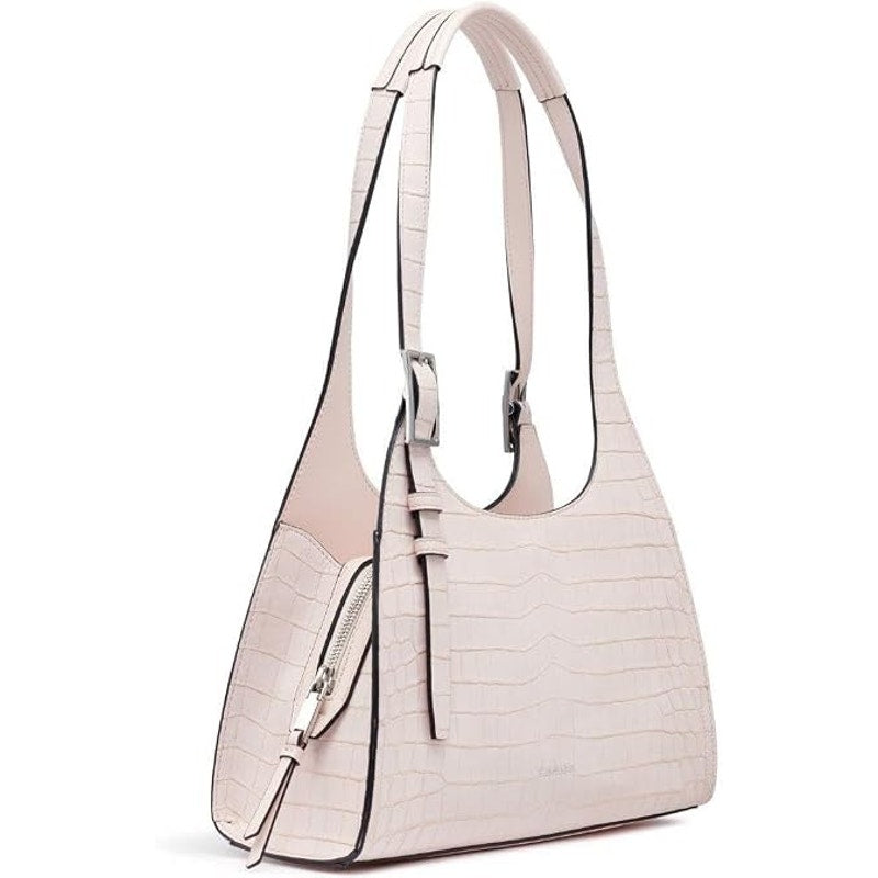 Calvin Klein Quill Soft Crocodile Shoulder Bag in Parfait