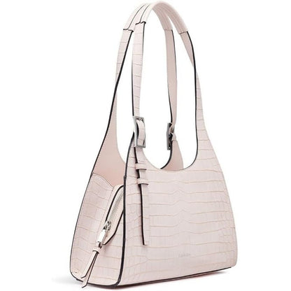 Calvin Klein Quill Soft Crocodile Shoulder Bag in Parfait