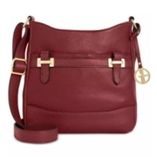 Giani Bernini Deep Wine Purple Bridle Crossbody Bag, Pebbled Leather