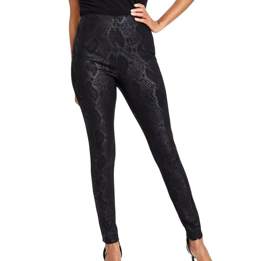 INC International Concepts Snake-Print Skinny Pants in Deep Black Snake Print