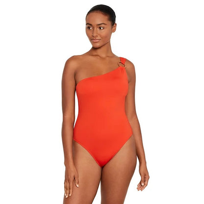 Lauren Ralph Lauren Women's One-Shoulder Swimsuit In Papaya