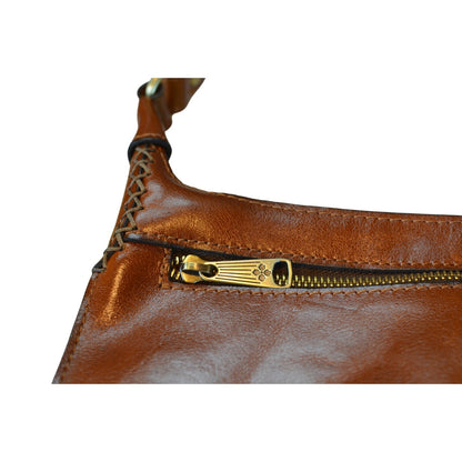 Patricia Nash "Camila" Leather Crossbody in Cognac Brown