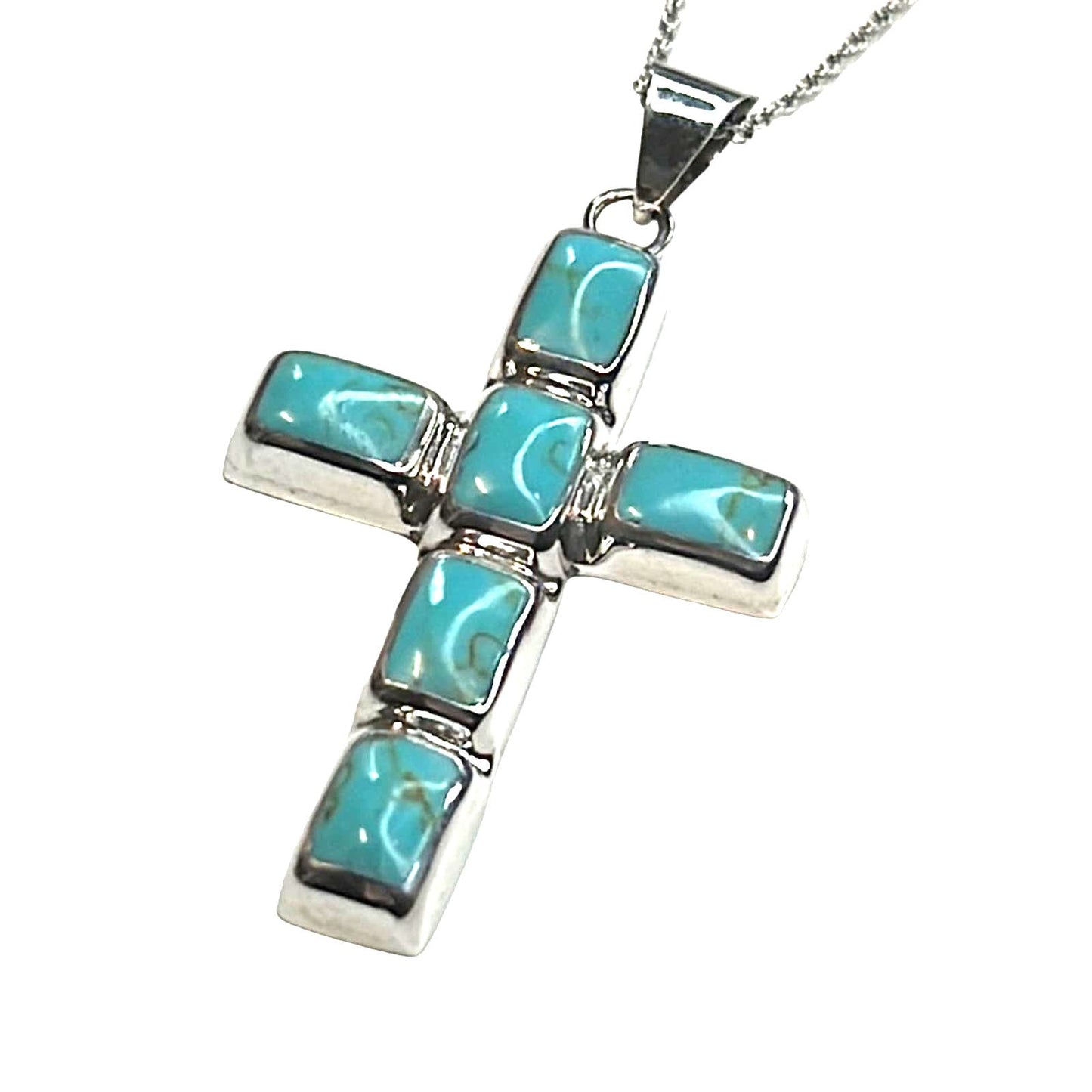 R. H. Macy Silver & Turquoise Cross Necklace, NWT!