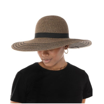 I.N.C. International Concepts Women's Striped Floppy Hat in Natural Tan & Black