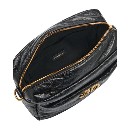 Balenciaga Monaco Camera Bag XS in Black Crushed Leather
