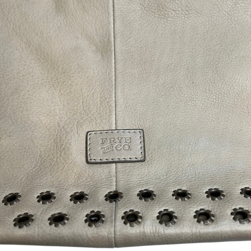 FRYE Light Tan Beige Pebbled Leather Hobo Bag, Flower Eyelet Details, NWT!