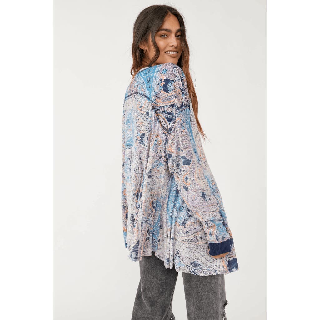 Free People Women's "Making Circles" Tunic, Moroccan Blue Combo