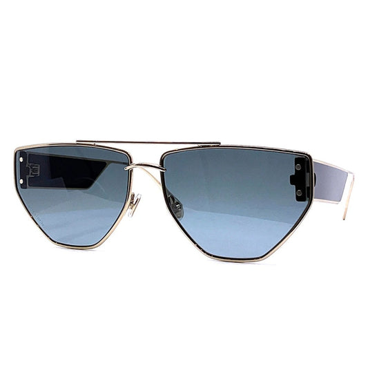 Dior Geometric "Clan 2" Sunglasses w/ Gold Frames & Dark Lenses