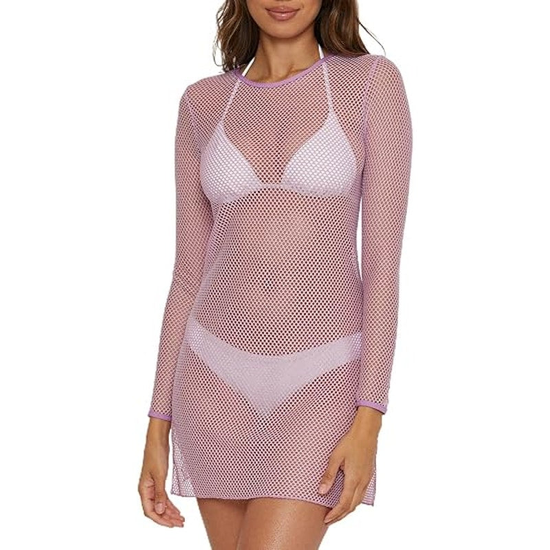 BECCA Women's Network Metallic Long Sleeve Coverup in Malva Purple