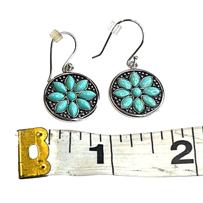 R. H. Macy Sterling Silver & Turquoise Flower Drop Earrings