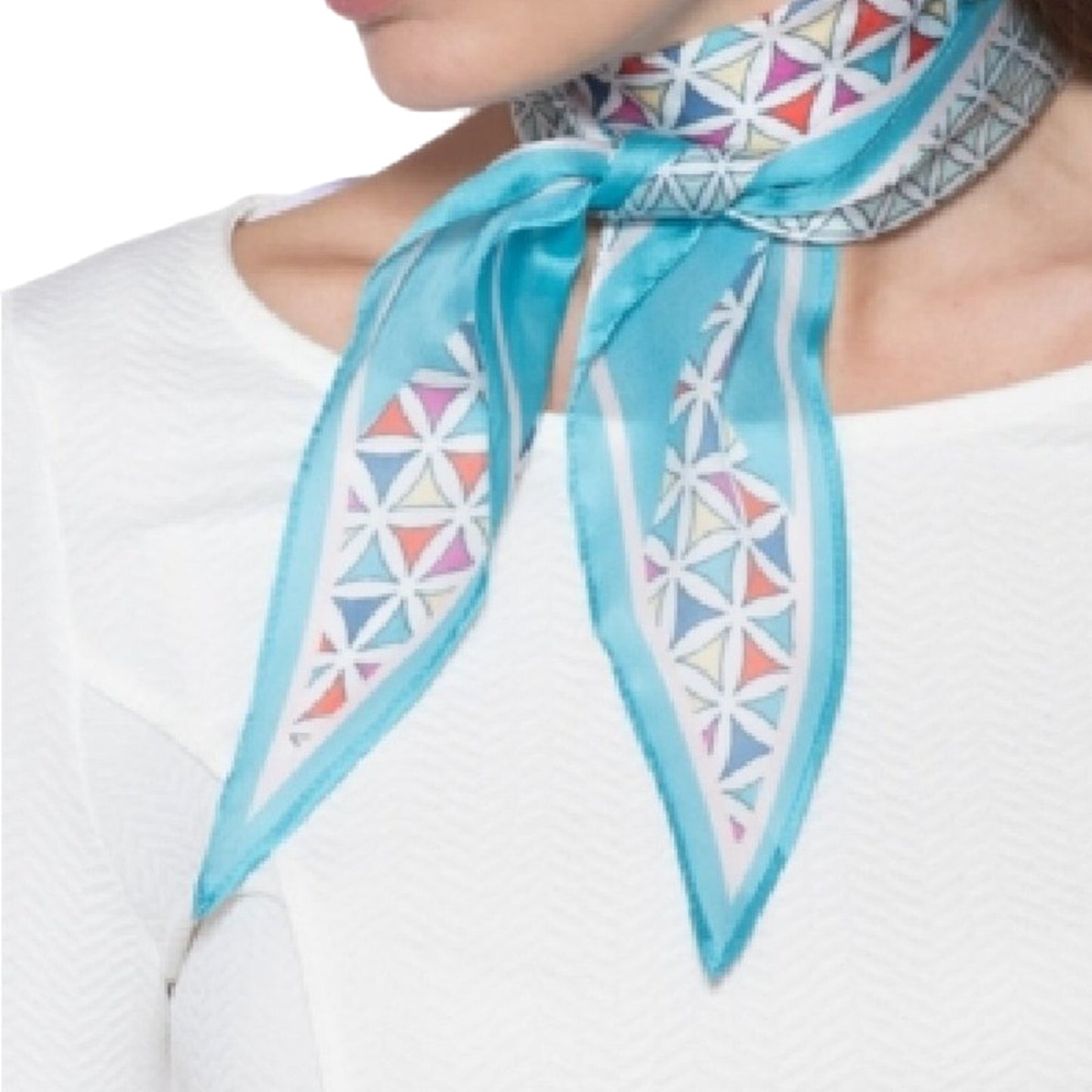 Giani Bernini White Kite Scarf w/ Teal & Pink Pattern, One Size, NWT!